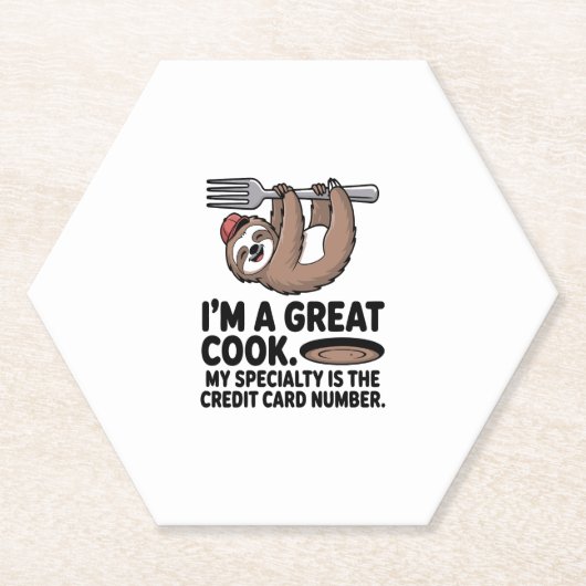 Funny Sloth Cook Hängt auf einer Gabel Untersetzer (Vorderseite)