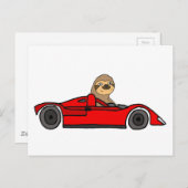 Funny Sloth Driving Race Car Cartoon Postkarte (Vorne/Hinten)