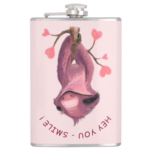 Funny Sloth Flask - Benutzerdefinierter Text Flachmann (Vorderseite)
