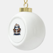 Funny Sloth frisst Pizza, Kawaii Animal drüben Keramik Kugel-Ornament (Rechts)