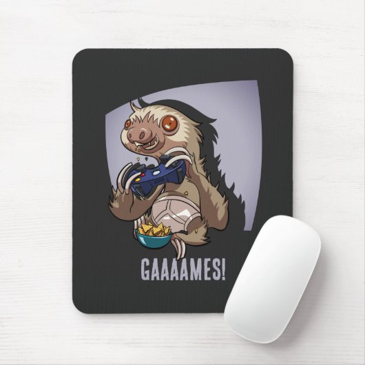 Funny Sloth Gaaames! Computerspiele Mousepad (Mit Mouse)