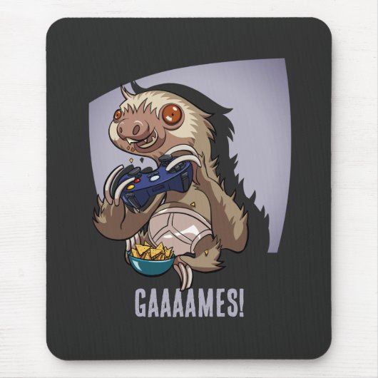 Funny Sloth Gaaames! Computerspiele Mousepad (Vorne)