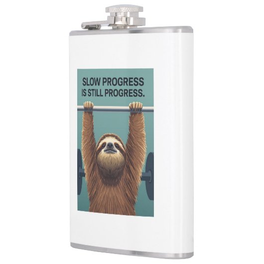 Funny Sloth Gym Motivation Poster - Slow Progress  Flachmann (Links)