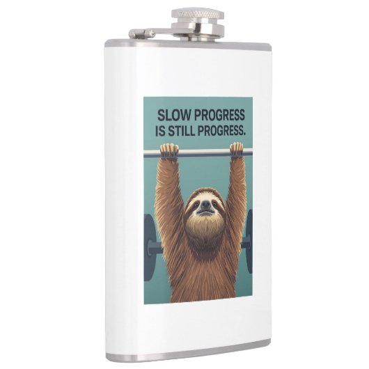 Funny Sloth Gym Motivation Poster - Slow Progress Flachmann (Rechts)