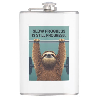 Funny Sloth Gym Motivation Poster - Slow Progress  Flachmann