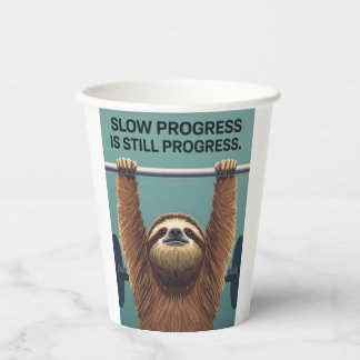 Funny Sloth Gym Motivation Poster - Slow Progress  Pappbecher