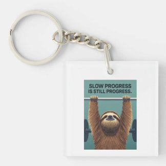 Funny Sloth Gym Motivation Poster - Slow Progress  Schlüsselanhänger