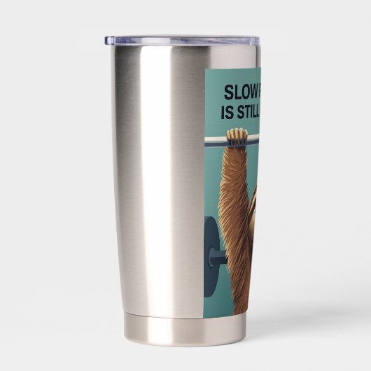 Funny Sloth Gym Motivation Poster - Slow Progress  Thermobecher (Rechts)