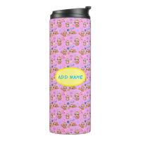 Funny Sloth Hearts Blumenrosa Muster | Name hinzuf