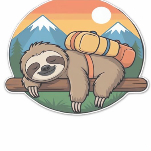 Funny Sloth Hiking Classic T-Shirt_1 Aufkleber (Vorderseite)