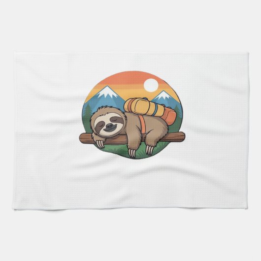 Funny Sloth Hiking Classic T-Shirt_1 Geschirrtuch (Horizontal)