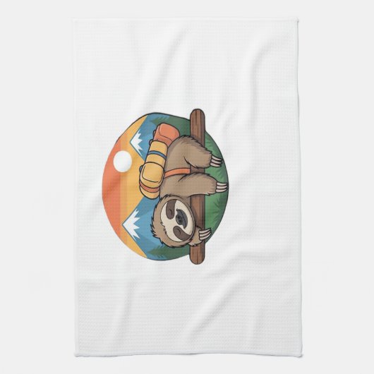 Funny Sloth Hiking Classic T-Shirt_1 Geschirrtuch (Vertikal)