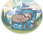 Funny Sloth Hiking Oversized T-Shirt Aufkleber (Vorderseite)