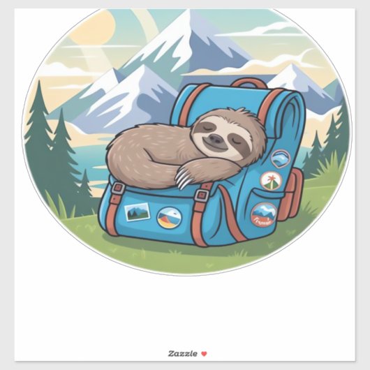 Funny Sloth Hiking Oversized T-Shirt Aufkleber (Blatt)
