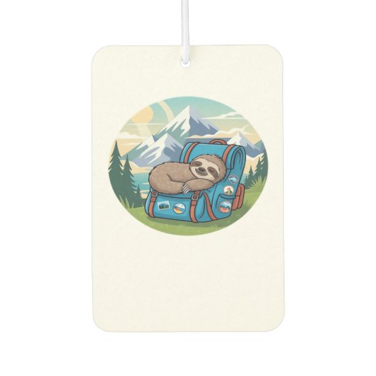 Funny Sloth Hiking Oversized T-Shirt Autolufterfrischer (Vorderseite)