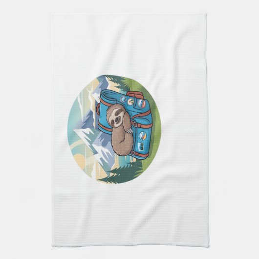 Funny Sloth Hiking Oversized T-Shirt Geschirrtuch (Vertikal)