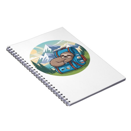 Funny Sloth Hiking Oversized T-Shirt Notizblock (Rechte Seite)