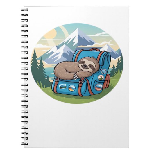 Funny Sloth Hiking Oversized T-Shirt Notizblock (Vorderseite)