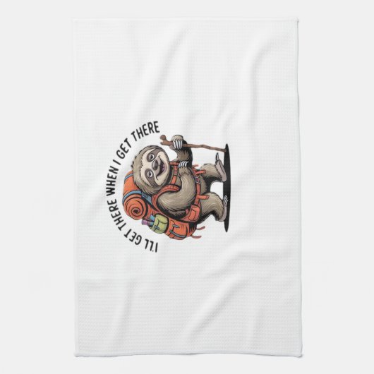 Funny Sloth Hiking Team - Slow and Steady Classic  Geschirrtuch (Vertikal)