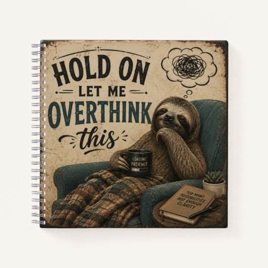 Funny Sloth Hold On Let Me Overthink This | Rustic Notizblock (Vorderseite)