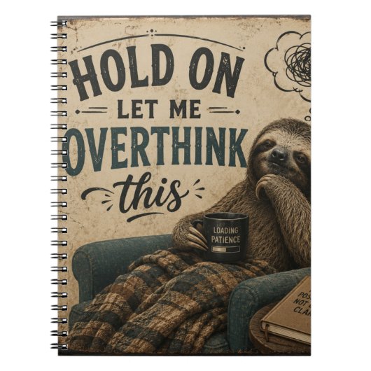 Funny Sloth Hold On Let Me Overthink This | Rustic Notizblock (Vorderseite)