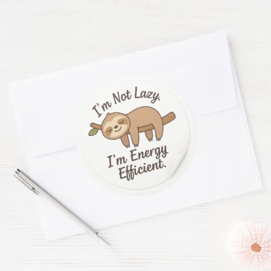 Funny Sloth “I’m Energy Efficient” Sticker (Umschlag)