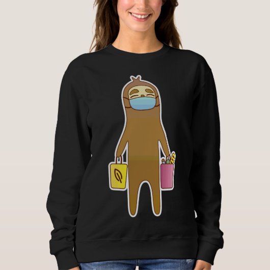 Funny Sloth im Thema Covid 19 Sweatshirt (Vorderseite)