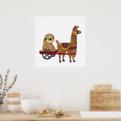 Funny Sloth in Red Wagon gepulst von Llama Poster (Küche)