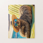 Funny Sloth in Sonnenbrille am Pool Puzzle (Vertikal)