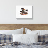 Funny Sloth in Witch Hat geniessen Donuts - Niedli Leinwanddruck (Insitu (Schlafzimmer))