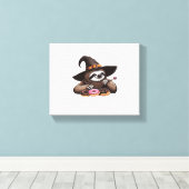 Funny Sloth in Witch Hat geniessen Donuts - Niedli Leinwanddruck (Insitu (Holzboden))