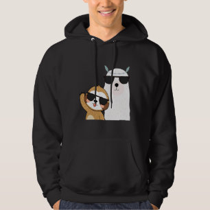 Funny Sloth Llama trägt Sonnenbrille Coole Tiere Hoodie