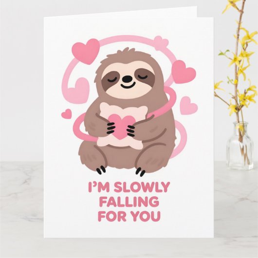 Funny Sloth Love Valentine Greeting Card Karte (Gelbe Blume)