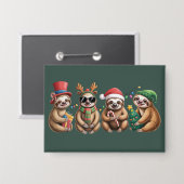 Funny Sloth Lover Christmas Lights Merry Slothmas Button (Vorderseite/Rückseite)