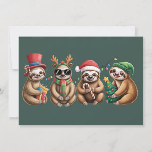 Funny Sloth Lover Christmas Lights Merry Slothmas Feiertagskarte
