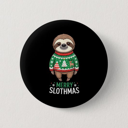 Funny Sloth Lover Christmas Merry Slothmas Ugly Ho Button (Vorderseite)
