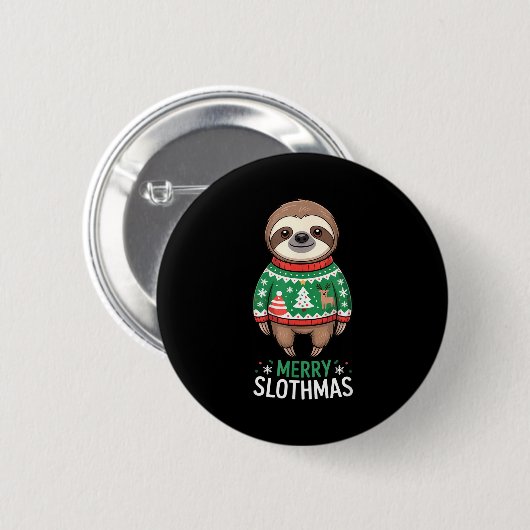 Funny Sloth Lover Christmas Merry Slothmas Ugly Ho Button (Vorne & Hinten)