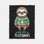 Funny Sloth Lover Christmas Merry Slothmas Ugly Ho Fleecedecke (Vorderseite)