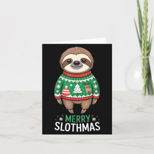 Funny Sloth Lover Christmas Merry Slothmas Ugly Ho Karte (Vorderseite)