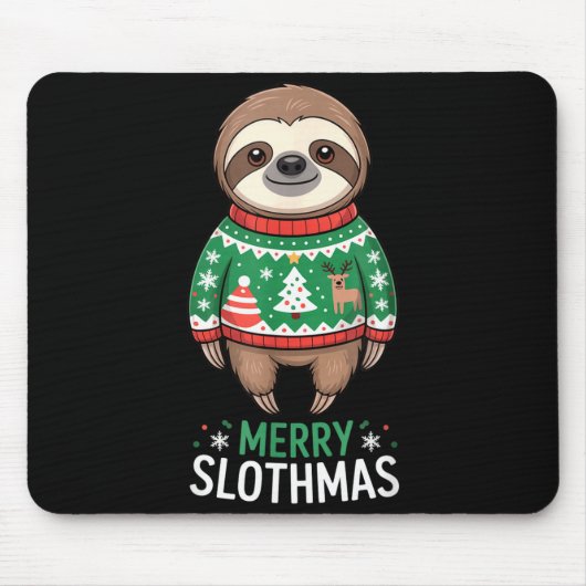 Funny Sloth Lover Christmas Merry Slothmas Ugly Ho Mousepad (Vorne)
