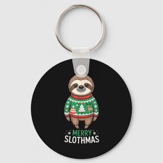 Funny Sloth Lover Christmas Merry Slothmas Ugly Ho Schlüsselanhänger (Vorderseite)