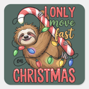 Funny Sloth Lover Weihnachts-Süße Tier Xmas Quadratischer Aufkleber