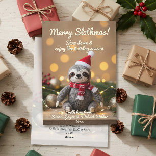Funny Sloth Merry Slothmas Weihnachtskarte Feiertagskarte