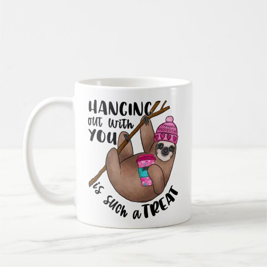 Funny Sloth mit dem Valentinstag Kaffeetasse (Links)