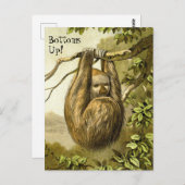 Funny Sloth mit der Postkarte "Bottom Up" (Vorne/Hinten)