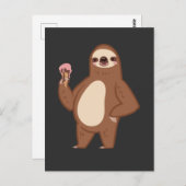 Funny Sloth mit Ice Creme Postkarte (Vorne/Hinten)
