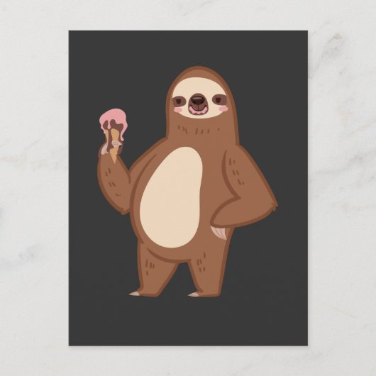 Funny Sloth mit Ice Creme Postkarte (Vorderseite)