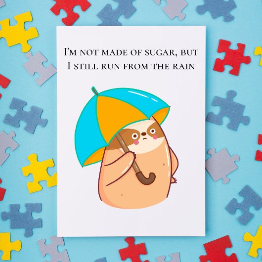 Funny Sloth mit Umbrella Postkarte