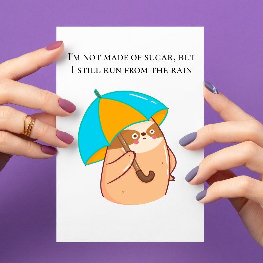 Funny Sloth mit Umbrella Postkarte