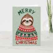 Funny Sloth mit Weihnachts-Sweater Karte (Vorderseite)